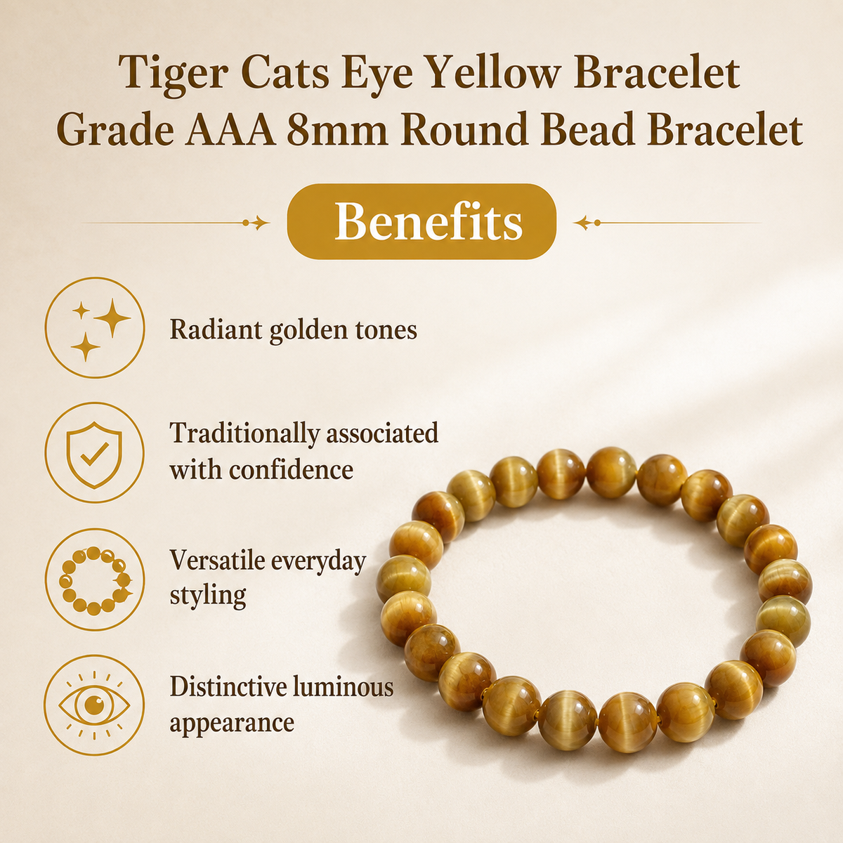 Yellow Heated Tiger Cats Eye Bracelet (Prosperity and Creativity)