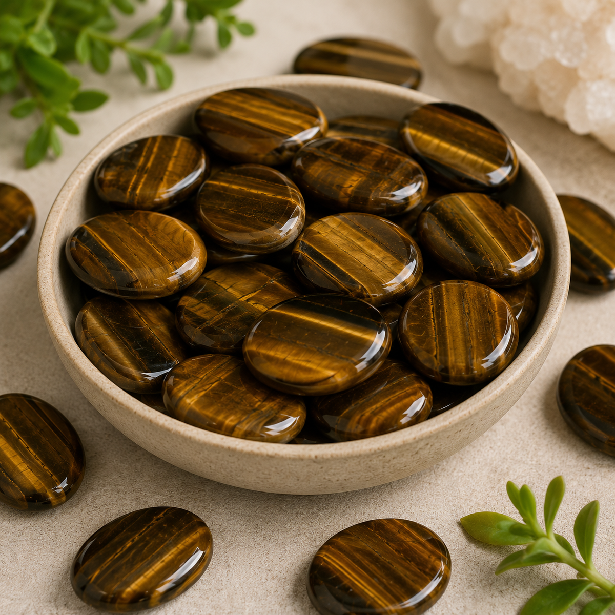 Tiger Eye Pocket Stones (Longevity & Protection)