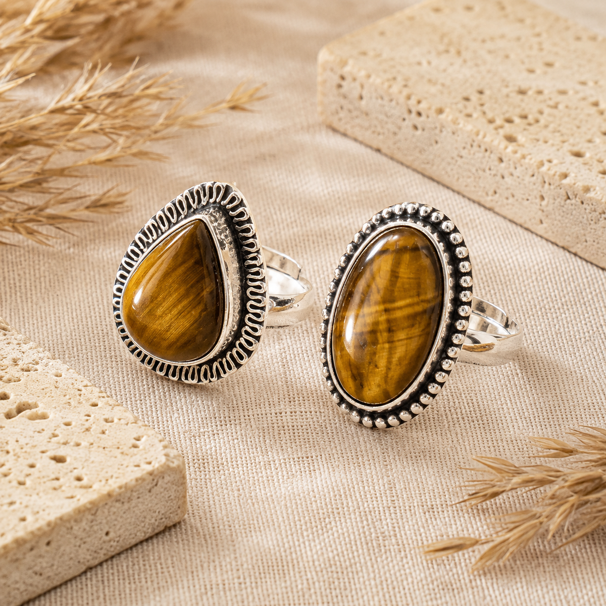 Tiger Eye rings – Gemstone rings Natural Crystal Healing Jewelry Collection