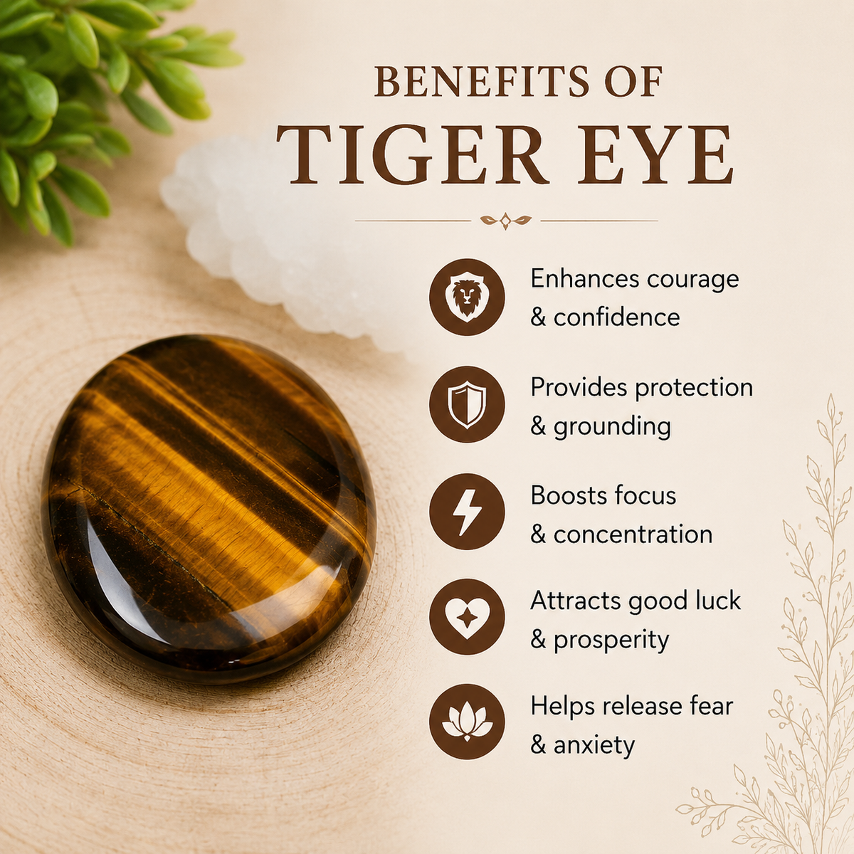 Tiger Eye Pocket Stones (Longevity & Protection)