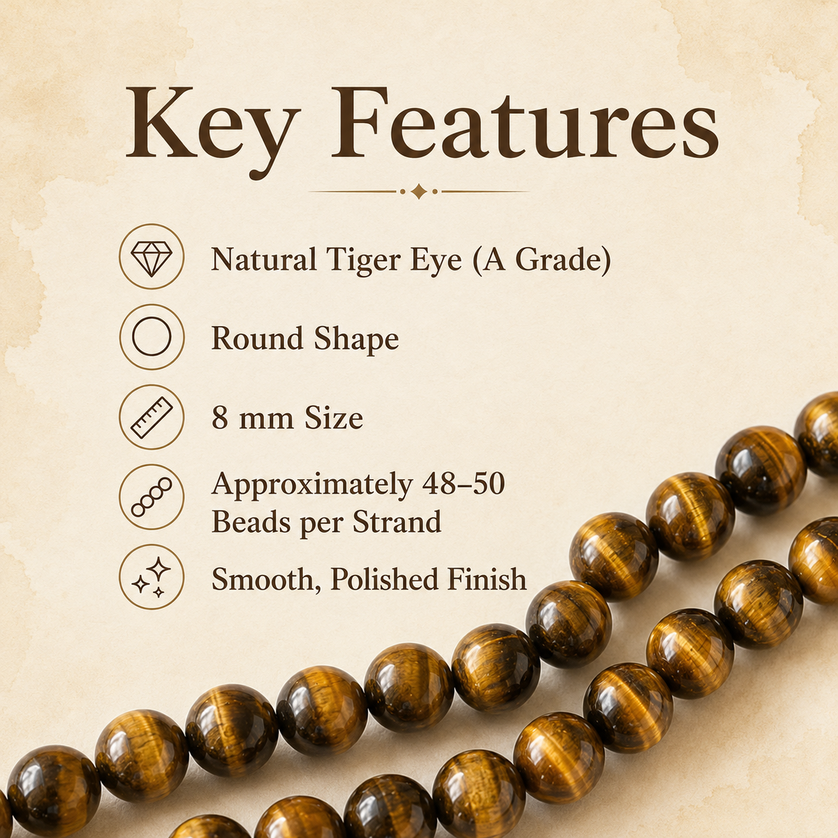 Tiger Eye Beads, Natural Round Crystal Beads 4mm to 16mm
