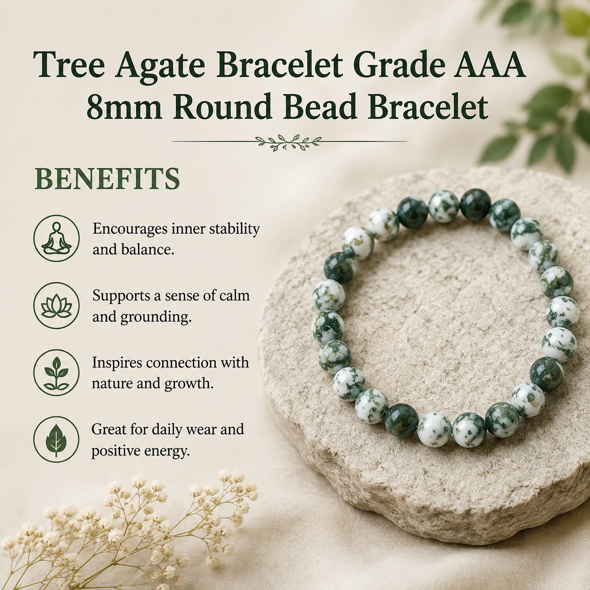 Tree Agate Bracelet (Sense of Peace and Inner Tranquility)