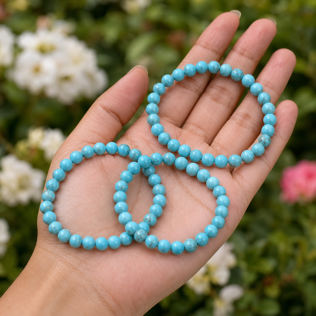 Turquoise Howlite Bracelet | Blue Howlite Bracelet (Dream Recall and Patience)