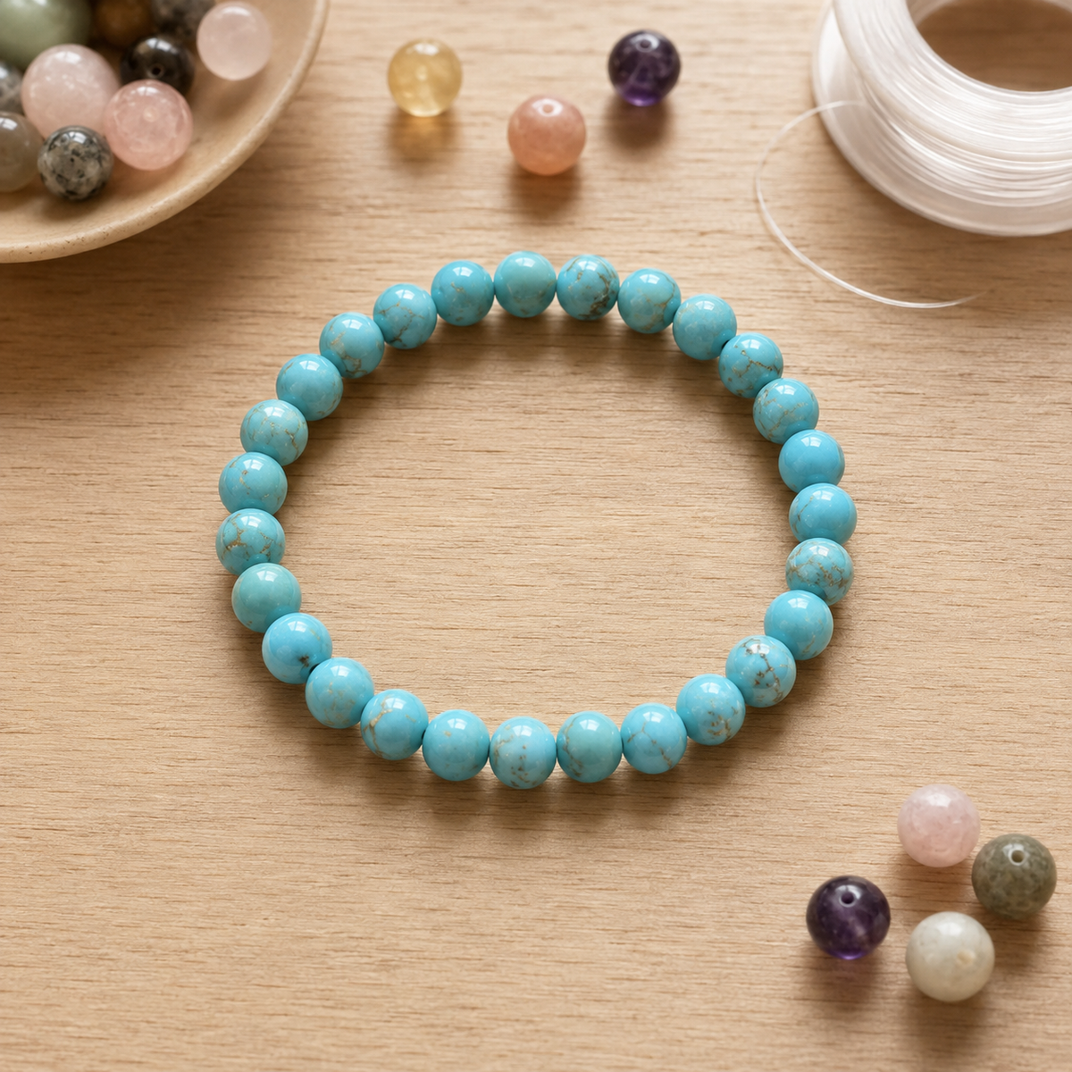 Turquoise Howlite Bracelet | Blue Howlite Bracelet (Dream Recall and Patience)