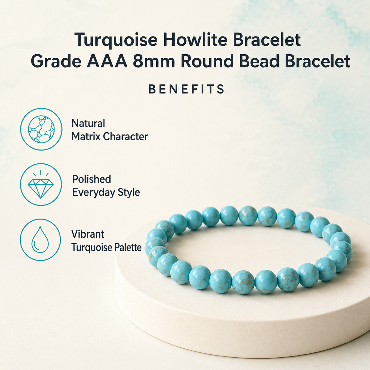 Turquoise Howlite Bracelet | Blue Howlite Bracelet (Dream Recall and Patience)