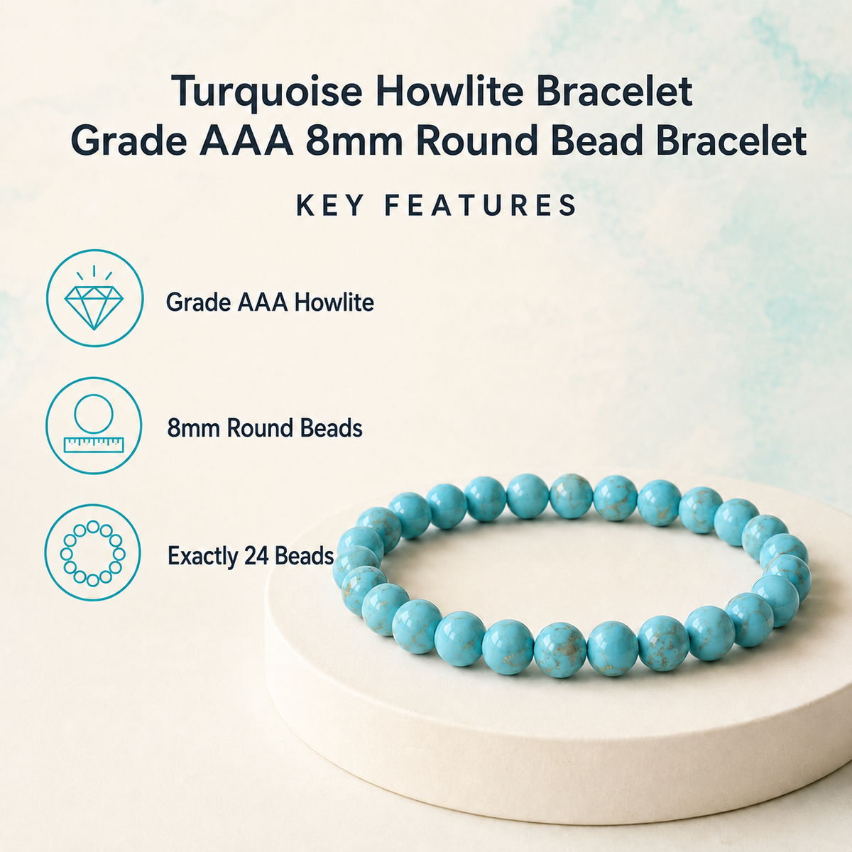 Turquoise Howlite Bracelet | Blue Howlite Bracelet (Dream Recall and Patience)