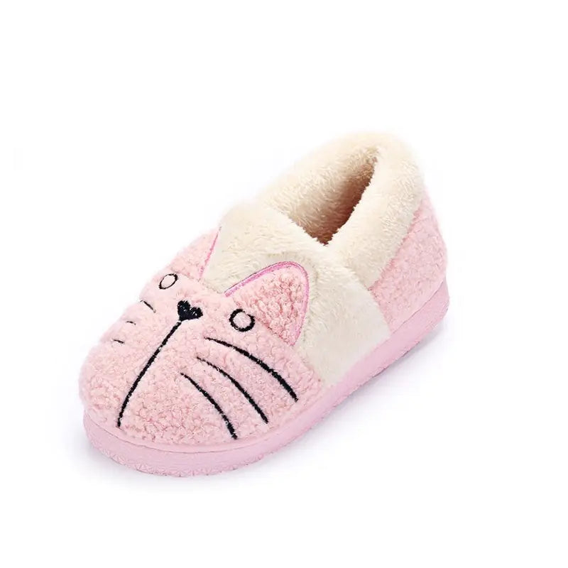 Kids' Cotton Slippers with Cat Design for Winter- 888