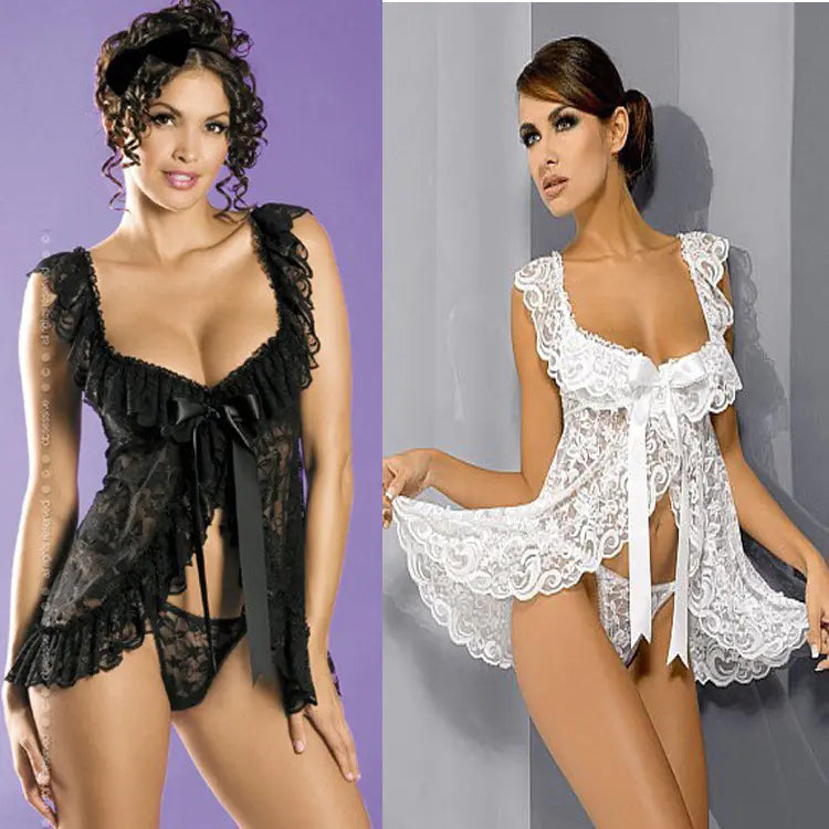 Lingerie Set with Rose Lace Detailing
