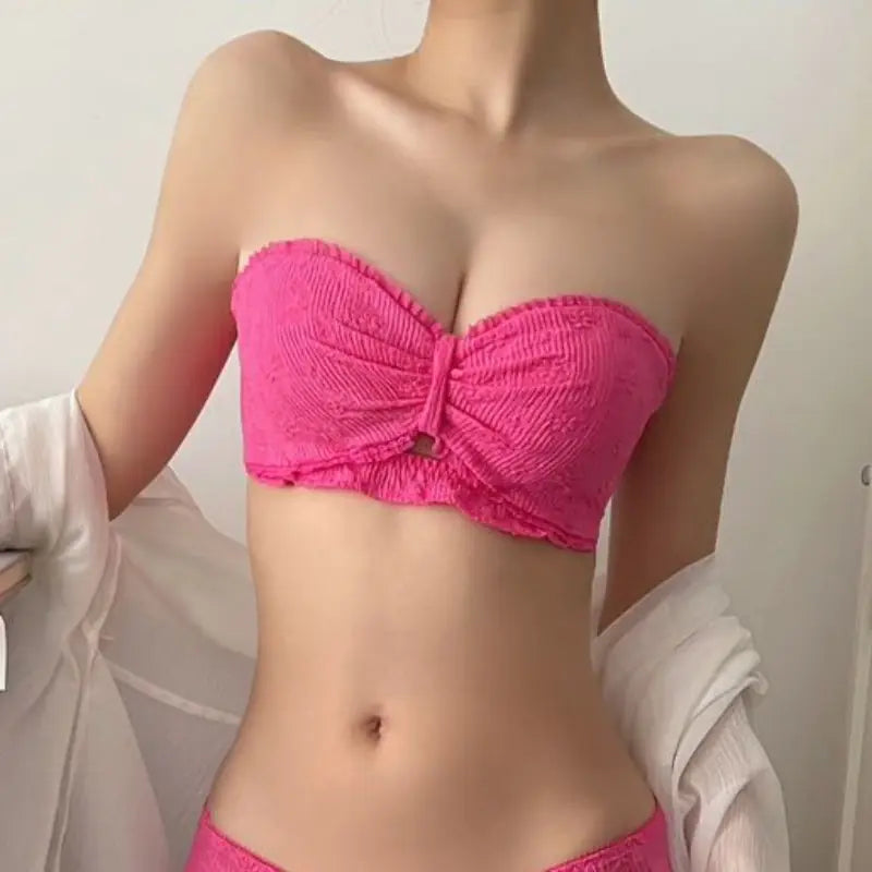 "Half Cup Strapless Push-Up Bra Set for Women" - Lingerie