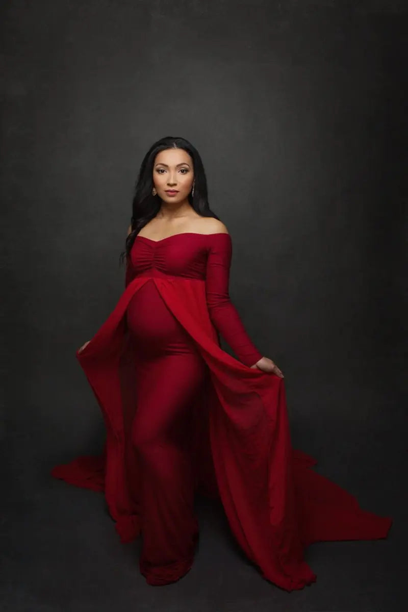 Maternity Photography Long Dress with Train and Cape - 888