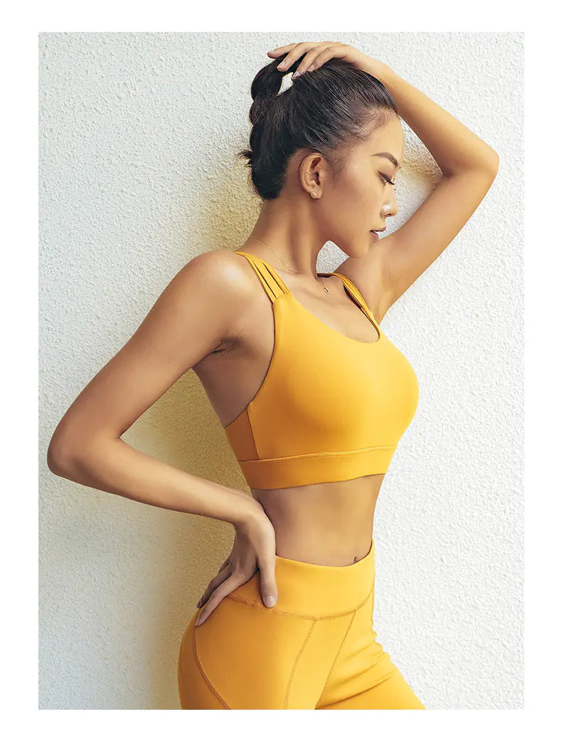 New Yoga Top with Cross Back and Sports Bra Design - Lingerie
