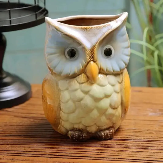 Vintage Rustic Ceramic Colorful Owl Decoration