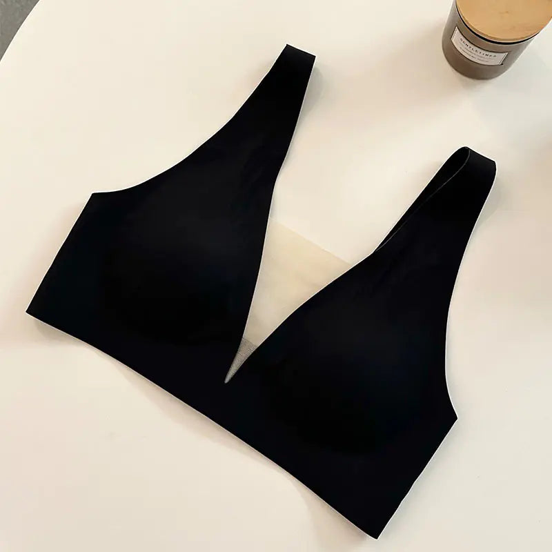 Sexy Soft Support Mesh Deep V Wireless Bra - Lingerie