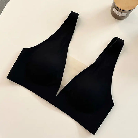 Sexy Soft Support Mesh Deep V Wireless Bra - Lingerie