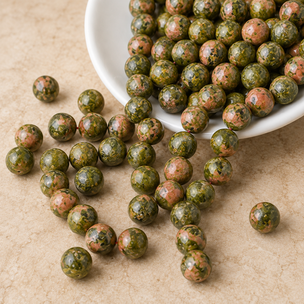 Unakite Beads, Natural Round Crystal Beads 4mm to 10mm