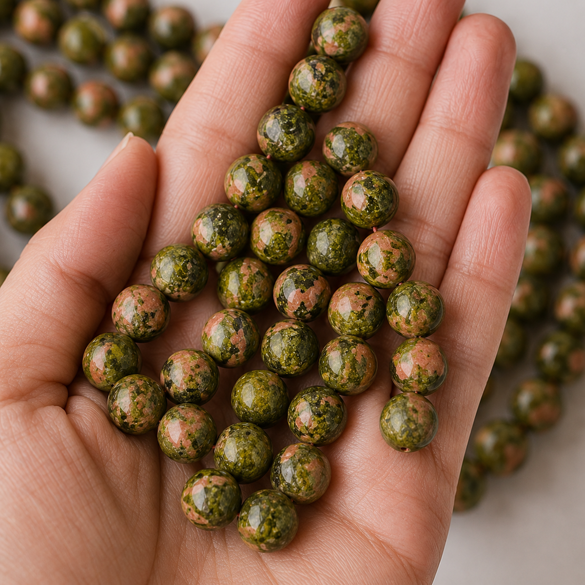 Unakite Beads, Natural Round Crystal Beads 4mm to 10mm