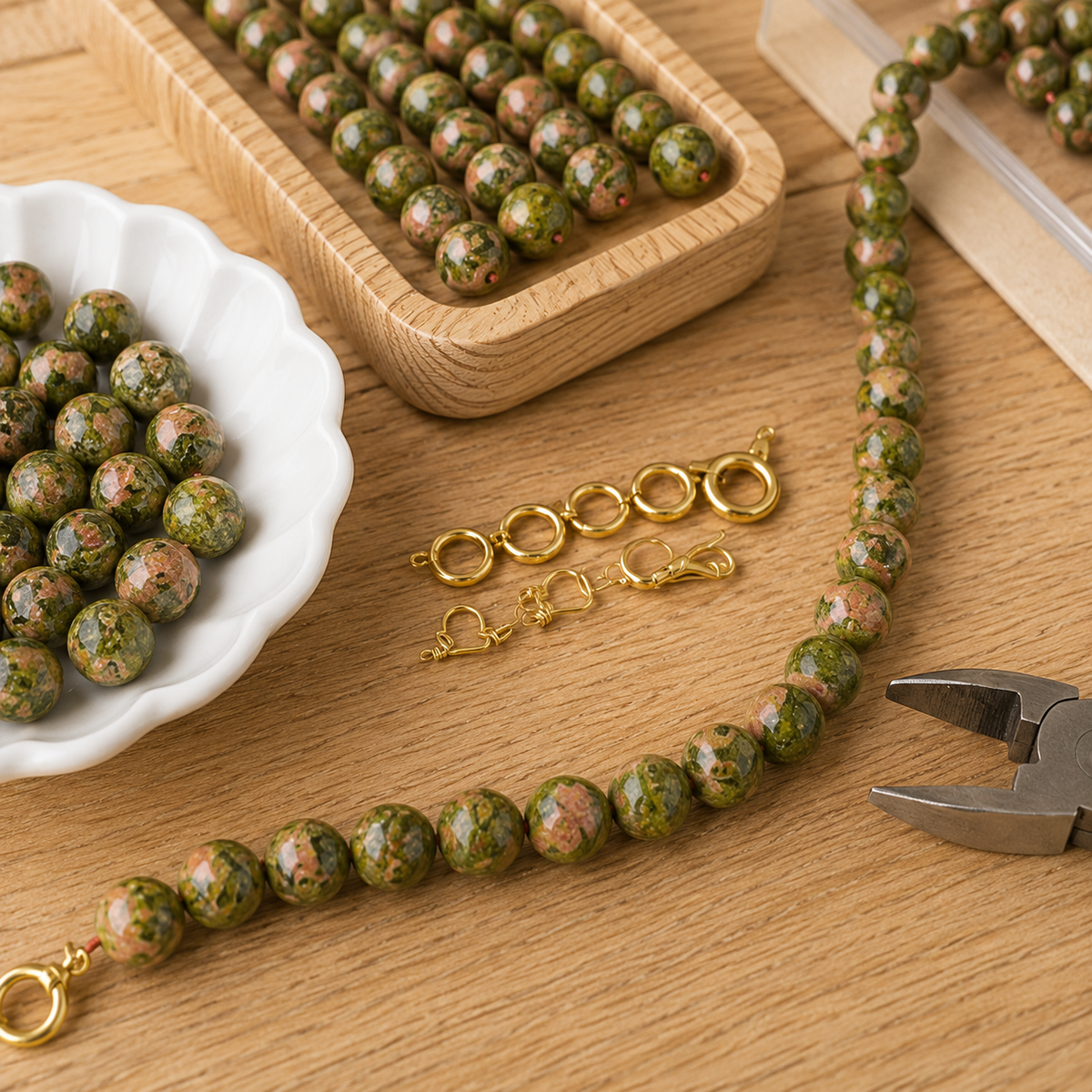 Unakite Beads, Natural Round Crystal Beads 4mm to 10mm