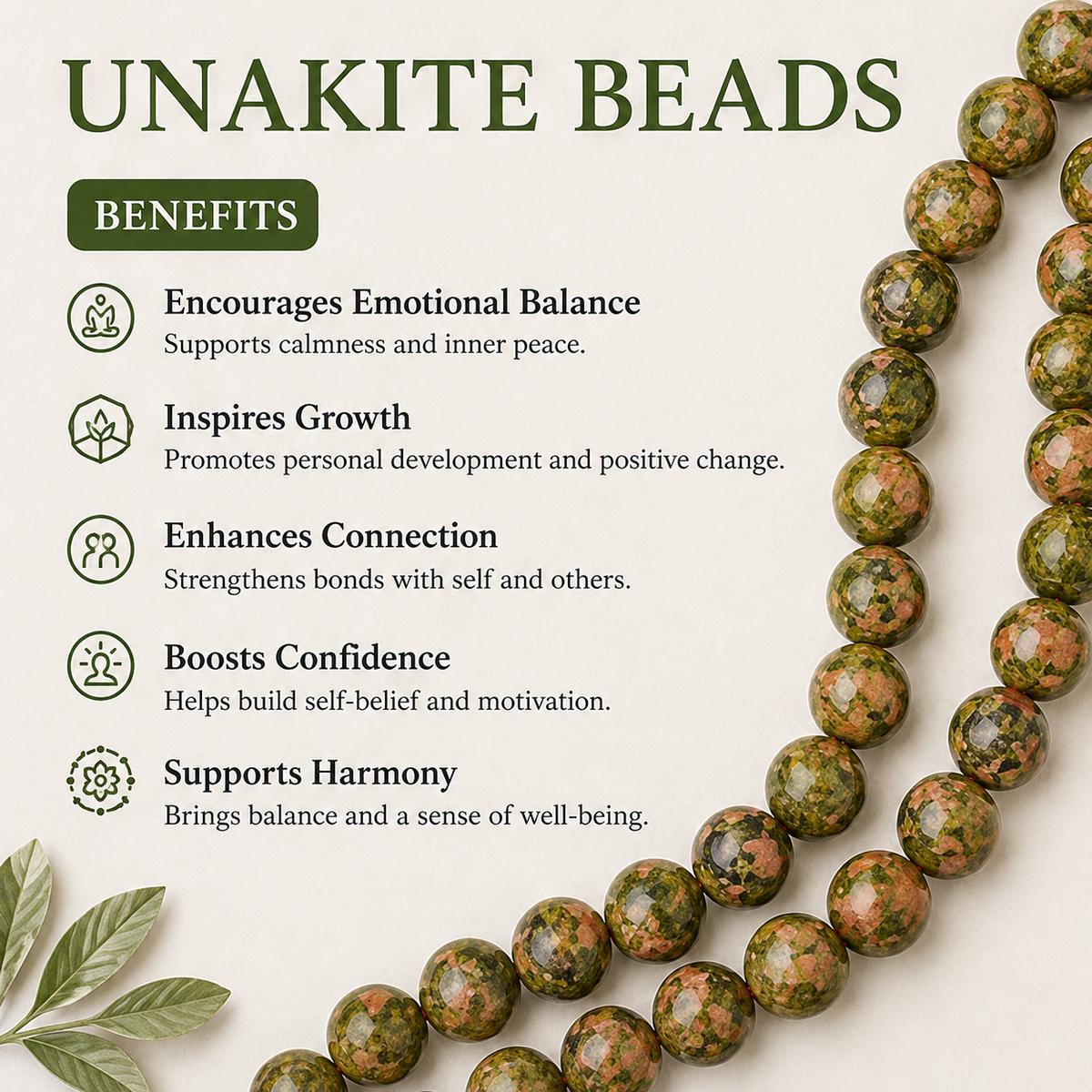 Unakite Beads, Natural Round Crystal Beads 4mm to 10mm