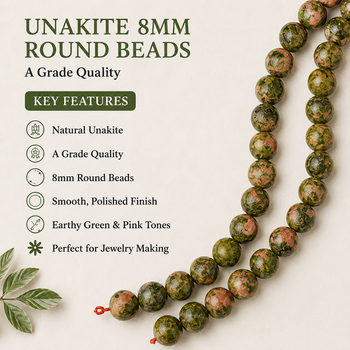 Unakite Beads, Natural Round Crystal Beads 4mm to 10mm