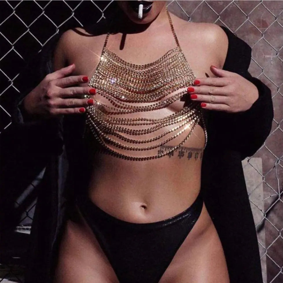 Exaggerated Rhinestone Body Chain for Nightclubs - Lingerie