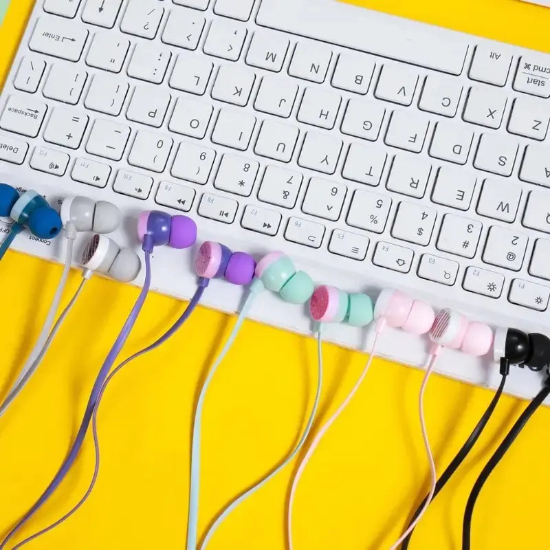 Cute Wired Headphones with Microphone and Storage Box