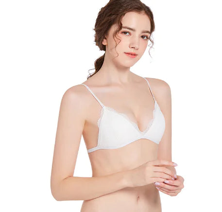 Lace Triangle Cup Sports Bra, Wireless Seamless Bra - Lingerie