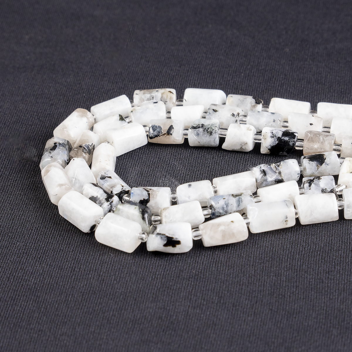 Rainbow Moonstone Gemstone Pipe Bead, Crystal Healing Tube Beads.