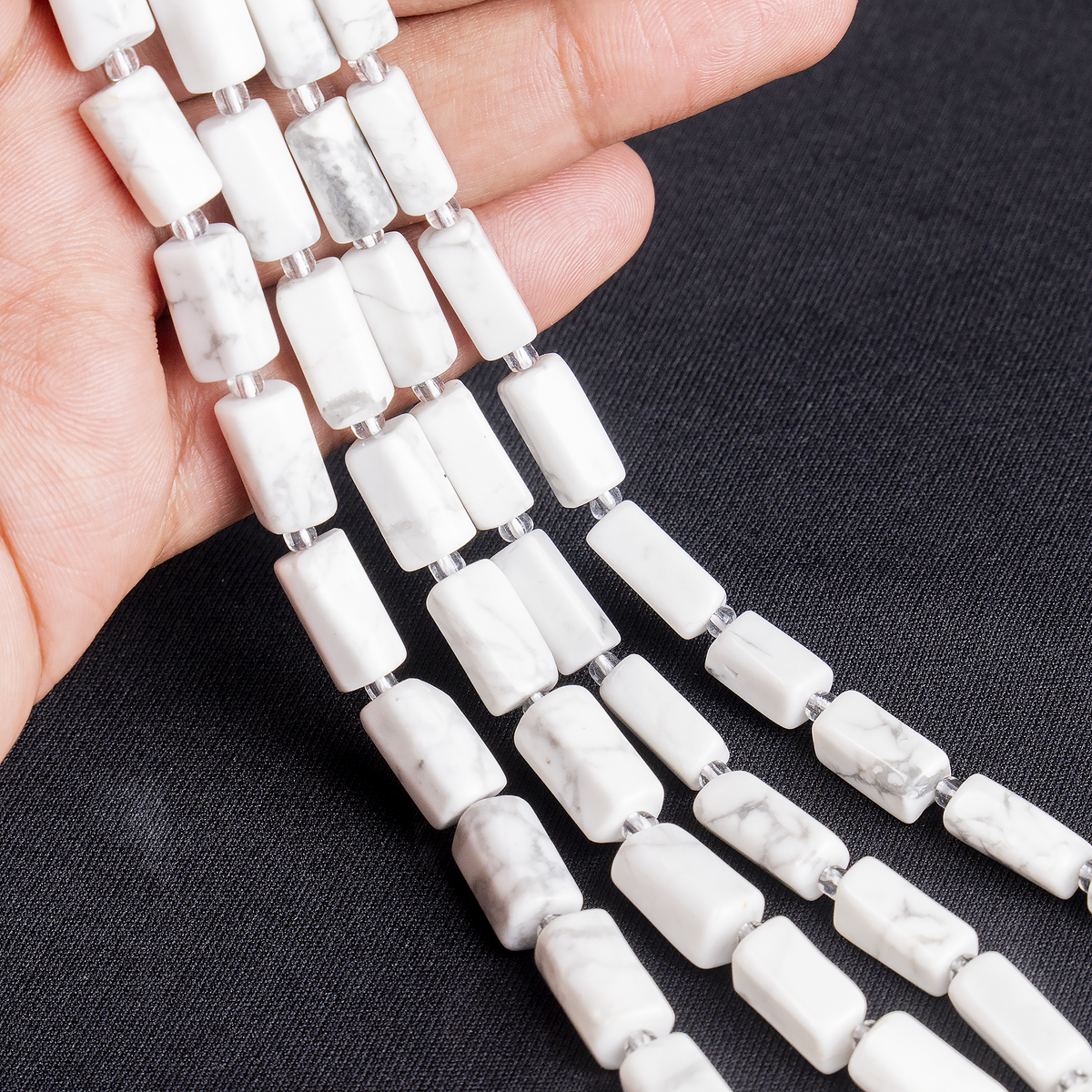 Howlite Gemstone Pipe Bead, Crystal Healing Tube Beads.