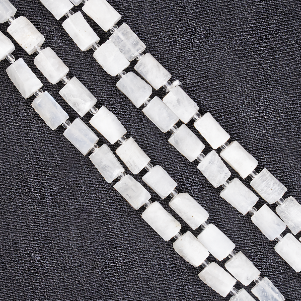 White Rainbow Moonstone Gemstone Pipe Bead, Crystal Healing Tube Beads.