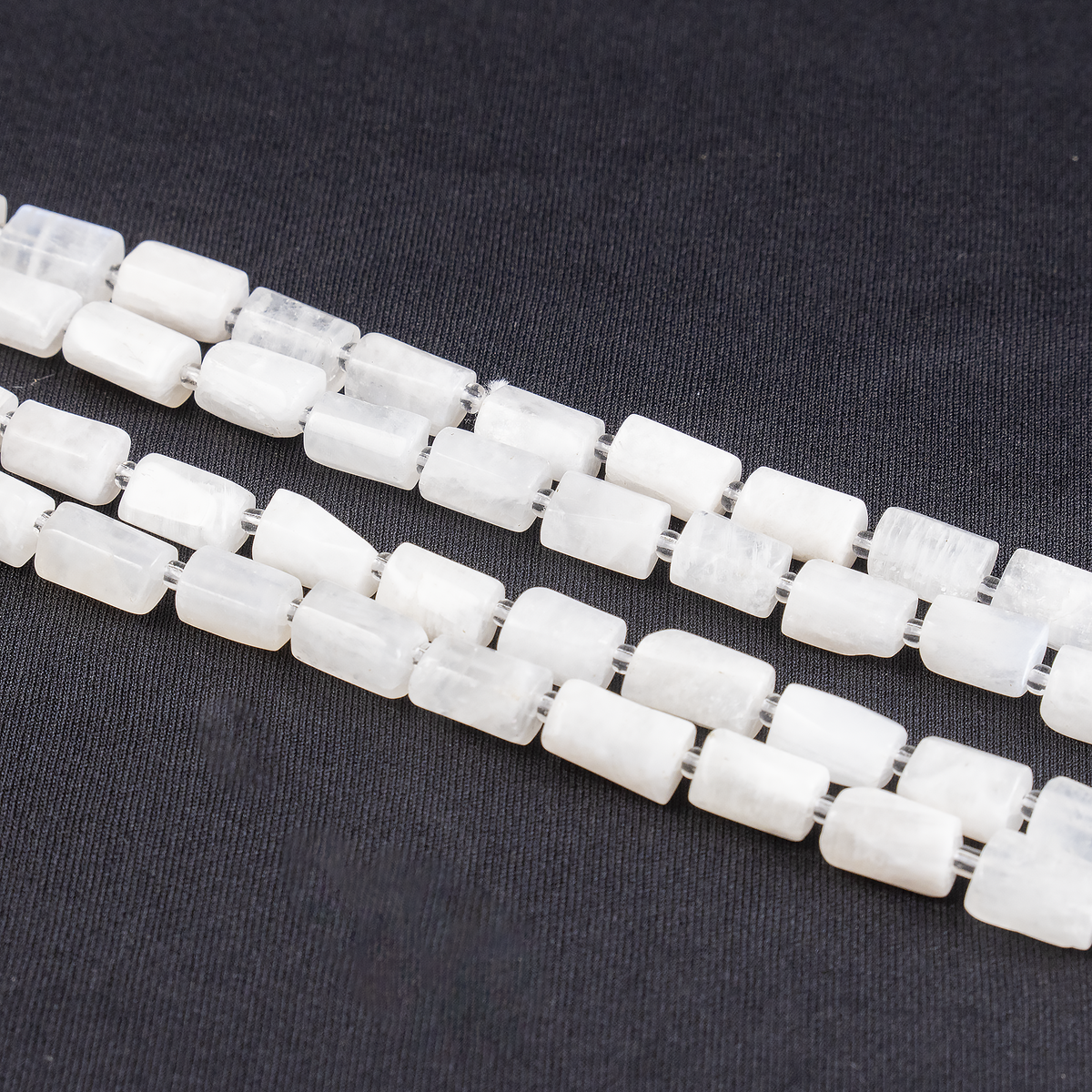 White Rainbow Moonstone Gemstone Pipe Bead, Crystal Healing Tube Beads.