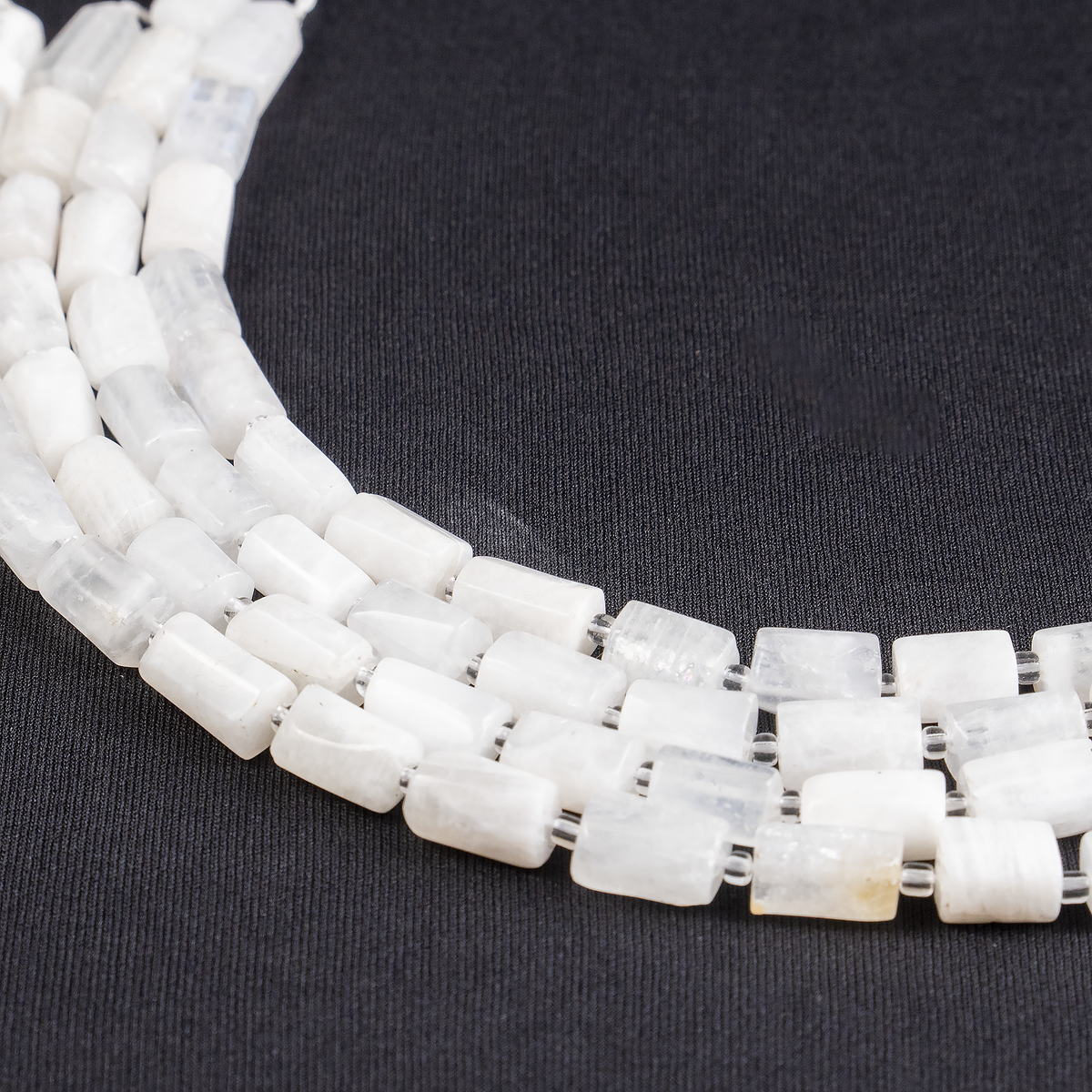 White Rainbow Moonstone Gemstone Pipe Bead, Crystal Healing Tube Beads.