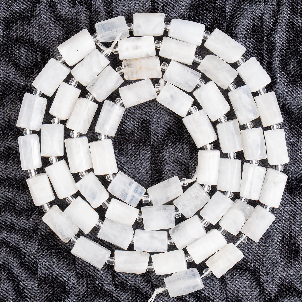 White Rainbow Moonstone Gemstone Pipe Bead, Crystal Healing Tube Beads.