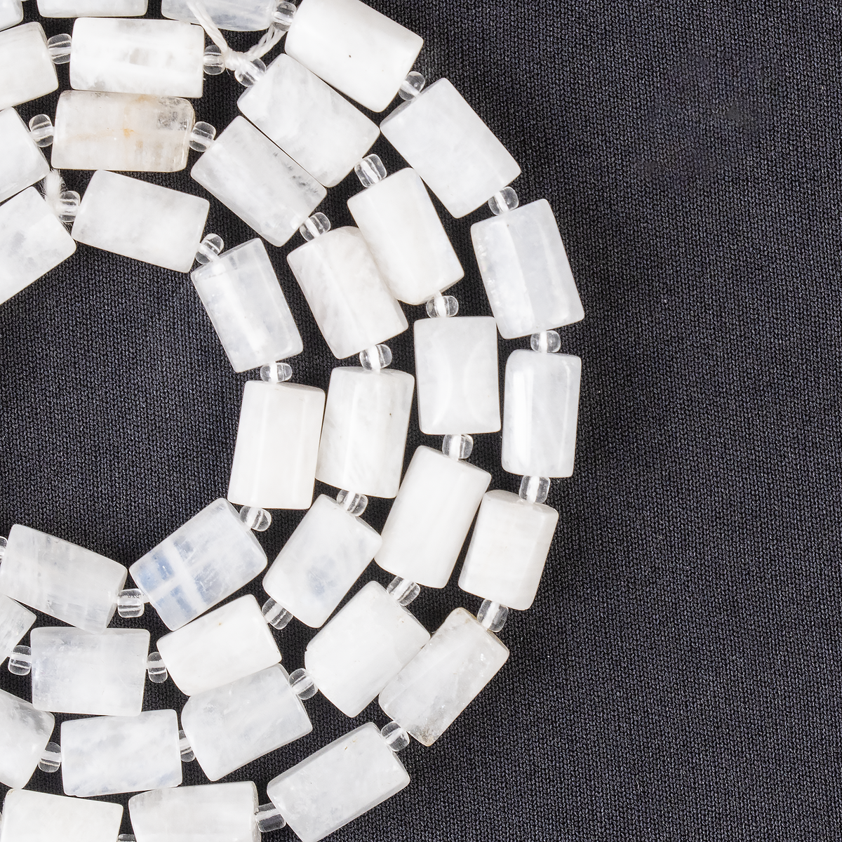 White Rainbow Moonstone Gemstone Pipe Bead, Crystal Healing Tube Beads.