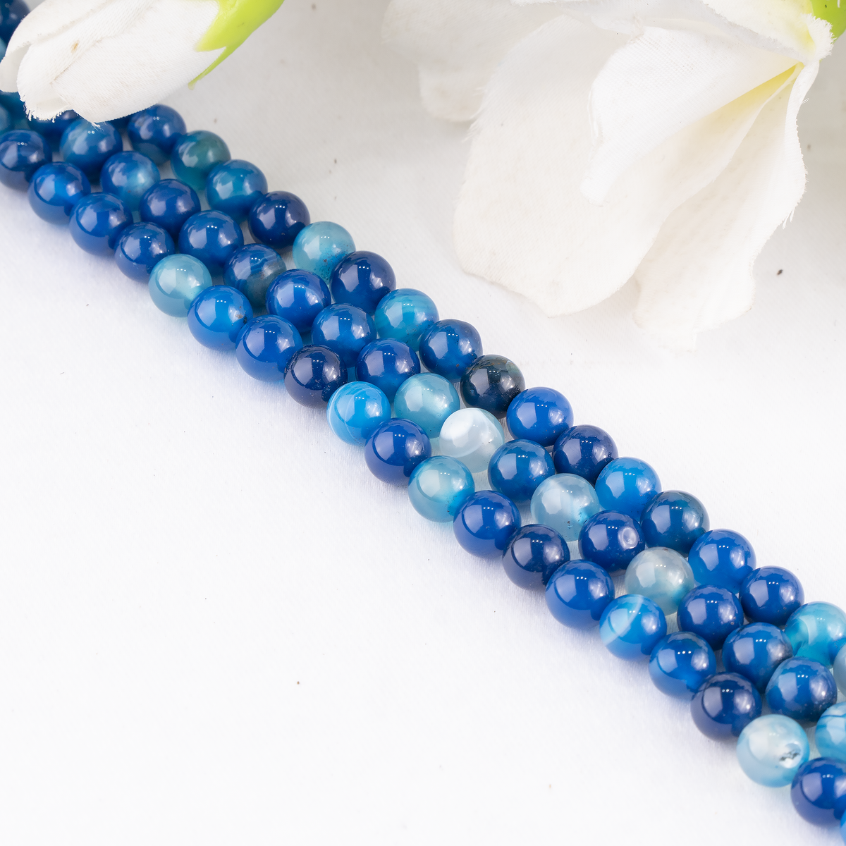 Blue Banded Agate Beads, Natural Crystal Round Beads 6mm to 12mm