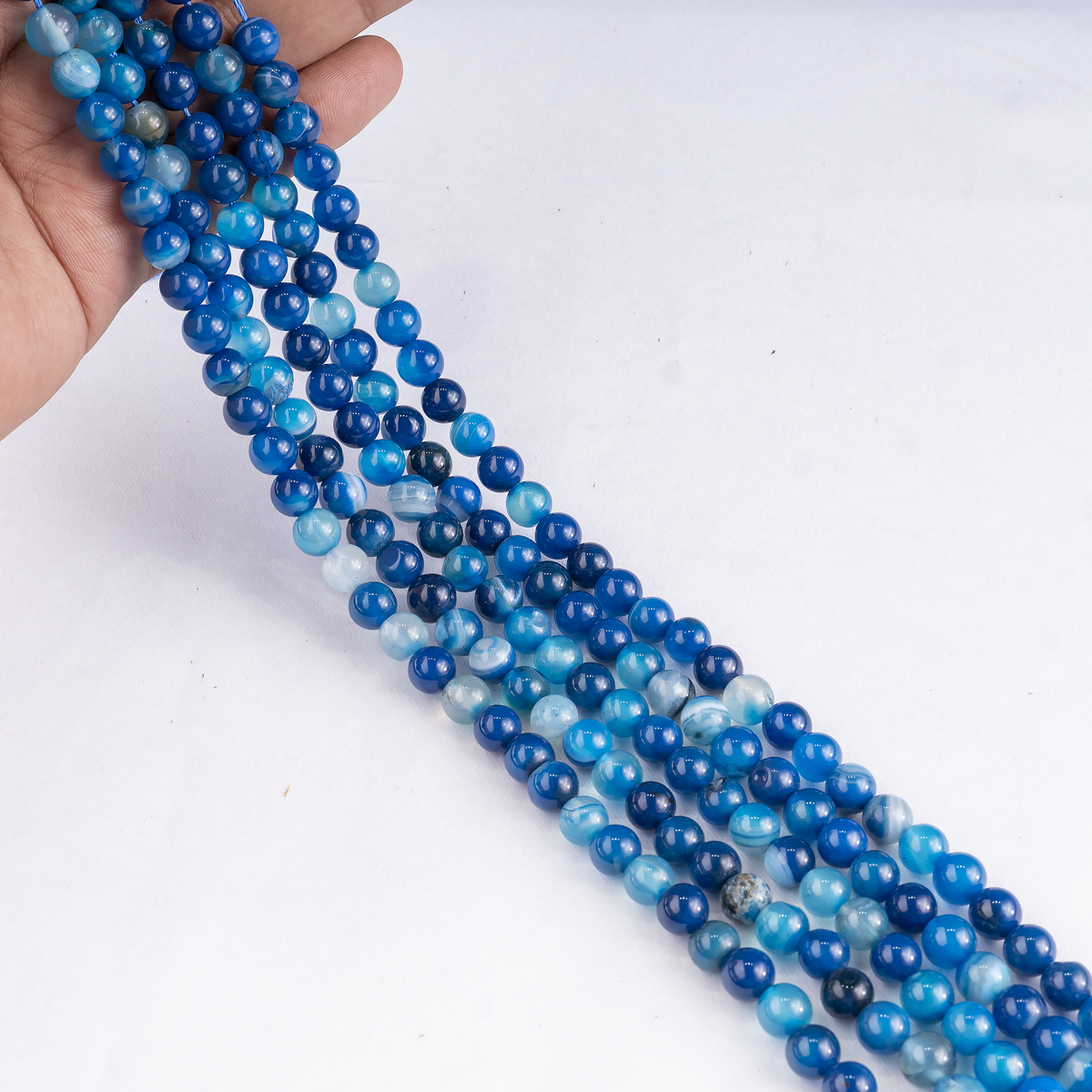Blue Banded Agate Beads, Natural Crystal Round Beads 6mm to 12mm