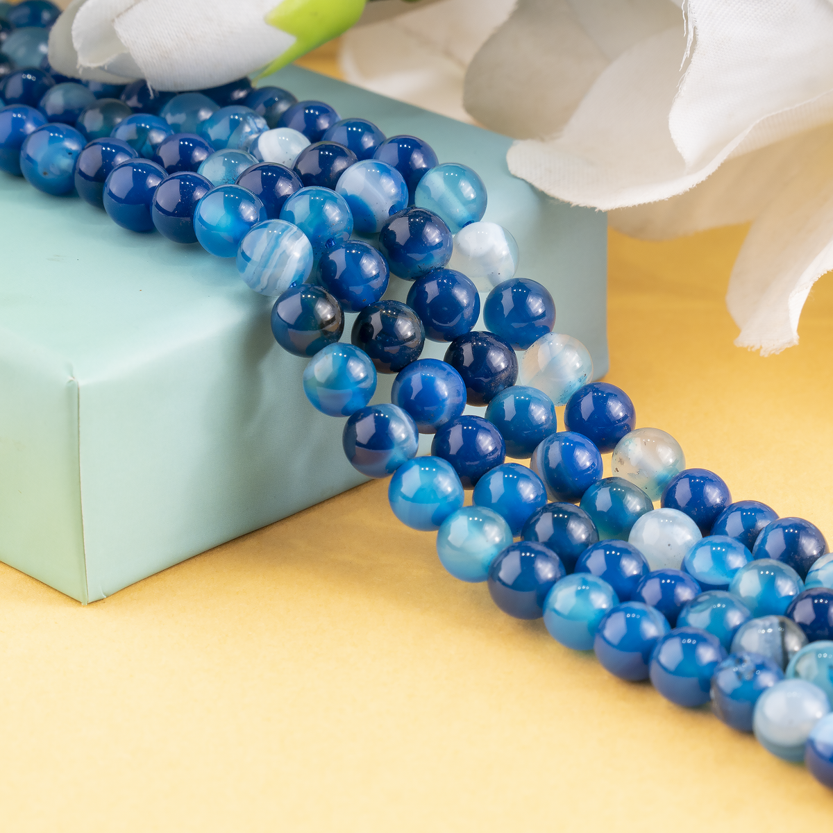 Blue Banded Agate Beads, Natural Crystal Round Beads 6mm to 12mm