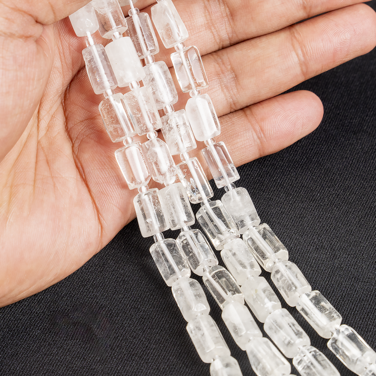 Clear Quartz Gemstone Pipe Bead, Crystal Healing Tube Beads.
