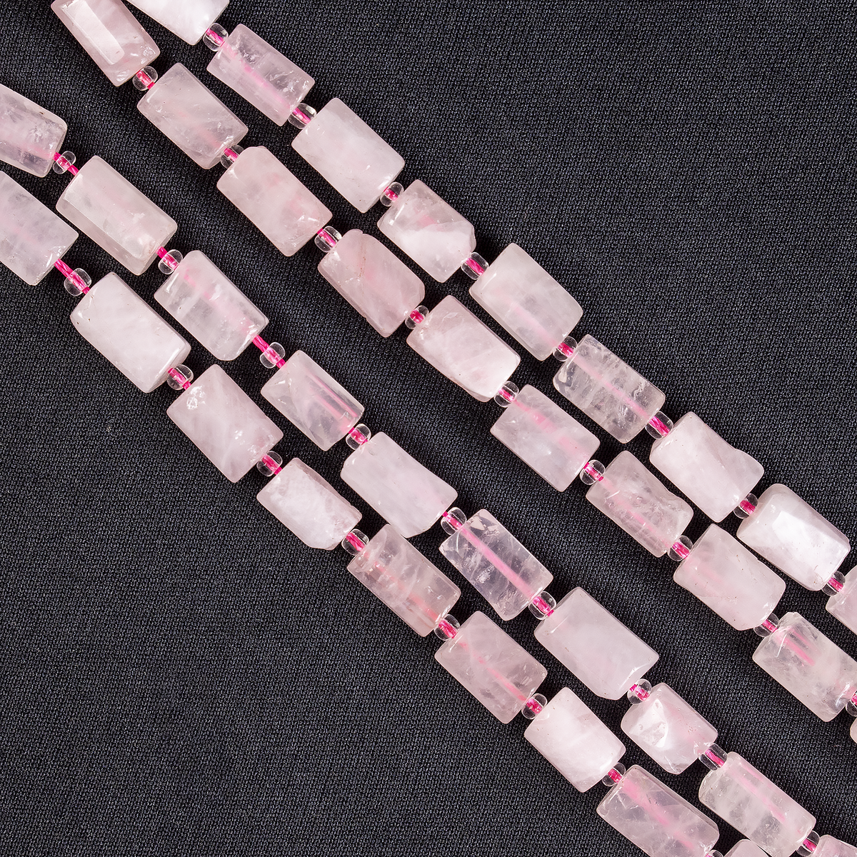 Rose Quartz Gemstone Pipe Bead, Crystal Healing Tube Beads.