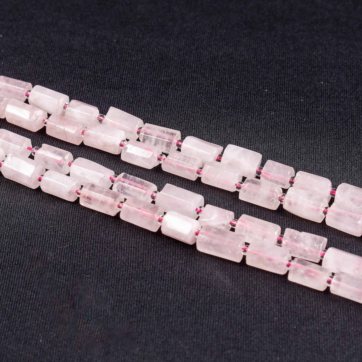 Rose Quartz Gemstone Pipe Bead, Crystal Healing Tube Beads.