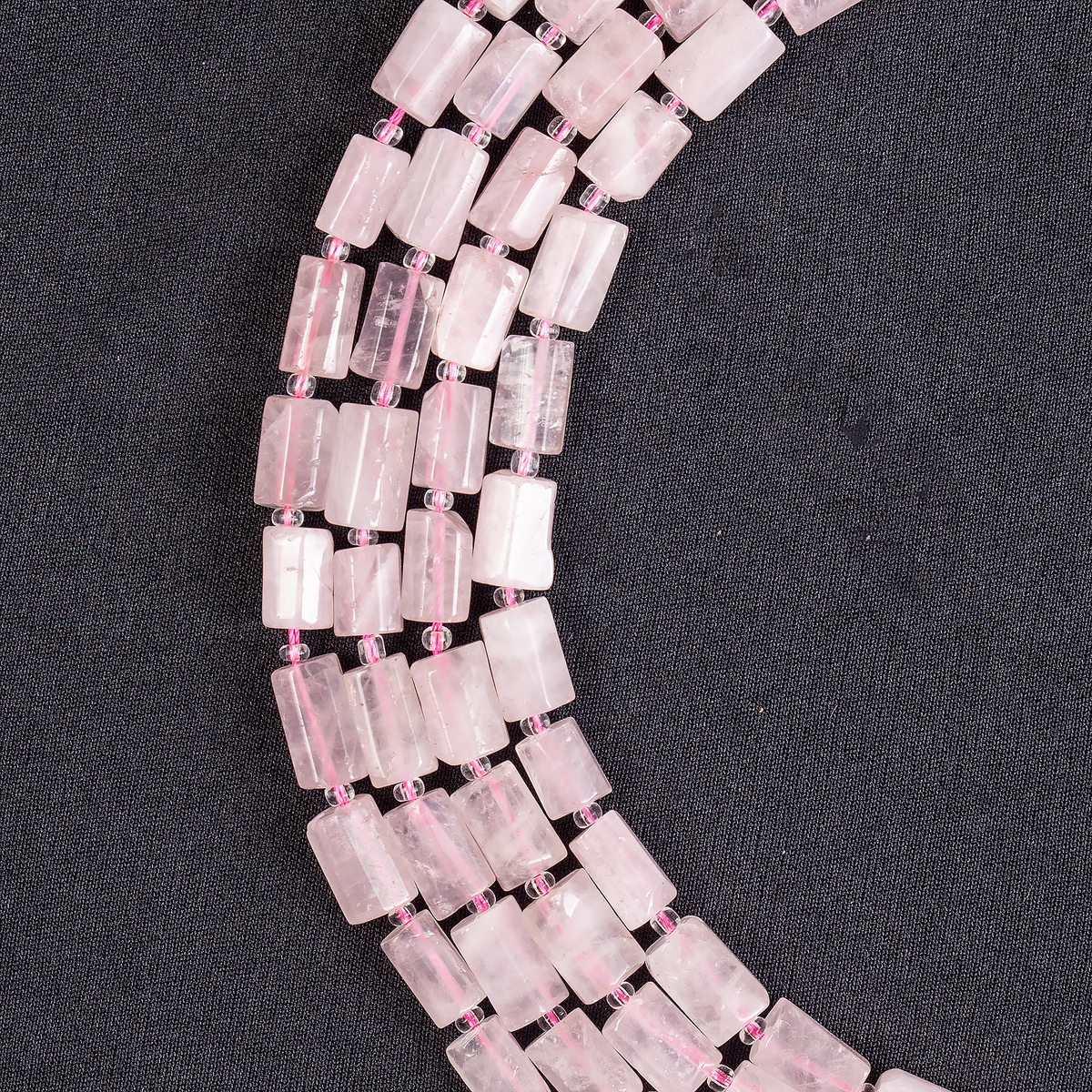 Rose Quartz Gemstone Pipe Bead, Crystal Healing Tube Beads.