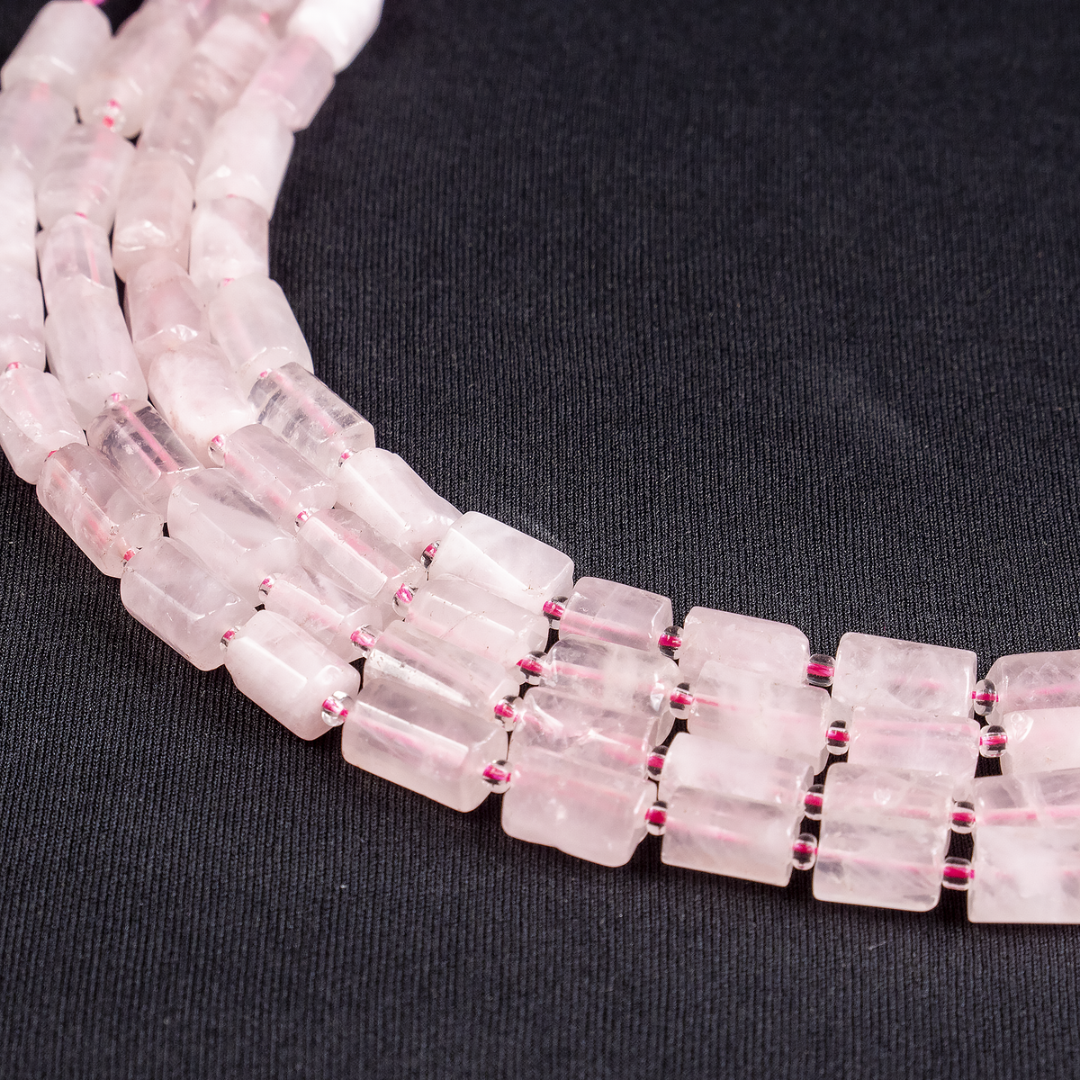 Rose Quartz Gemstone Pipe Bead, Crystal Healing Tube Beads.