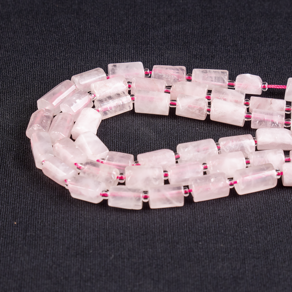 Rose Quartz Gemstone Pipe Bead, Crystal Healing Tube Beads.
