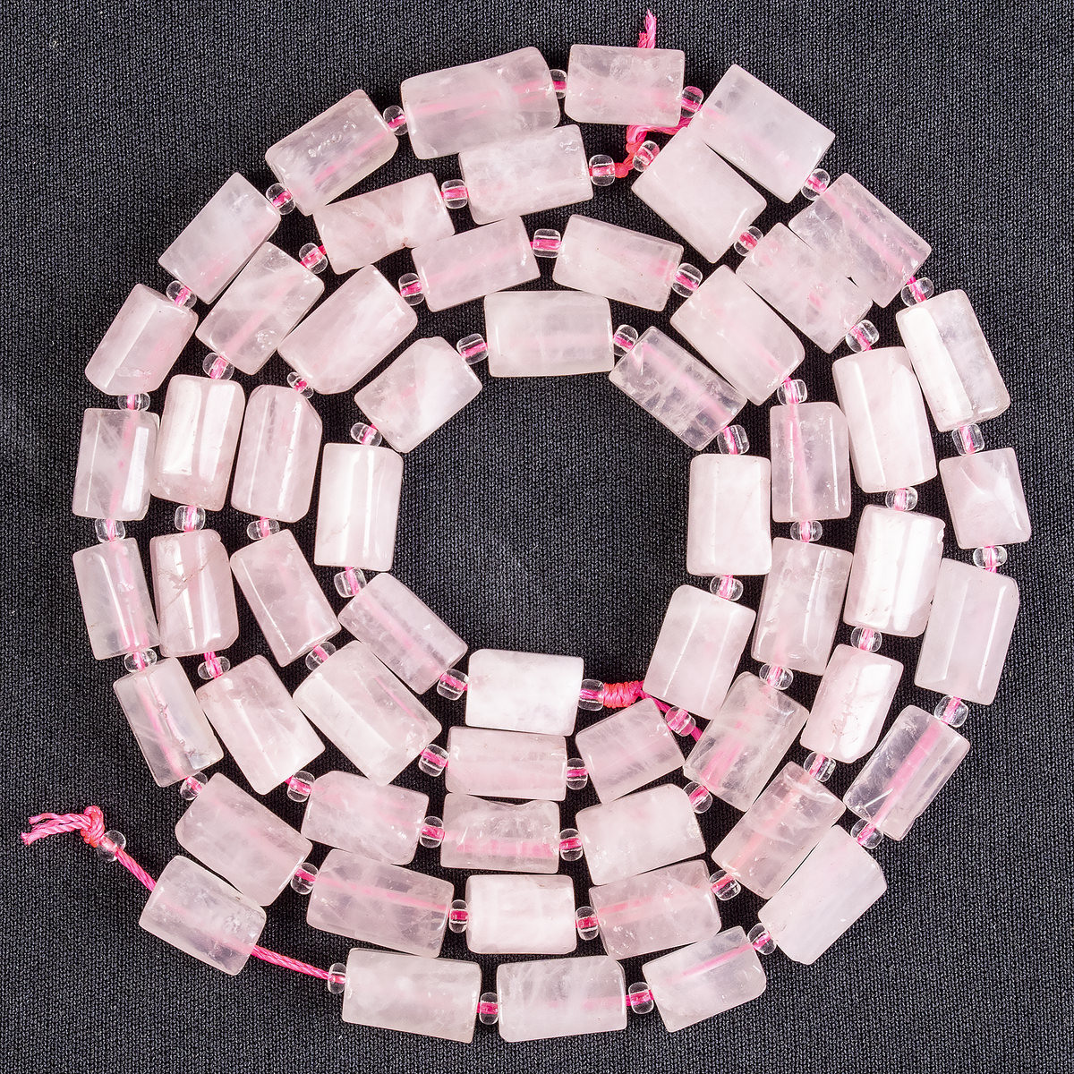 Rose Quartz Gemstone Pipe Bead, Crystal Healing Tube Beads.