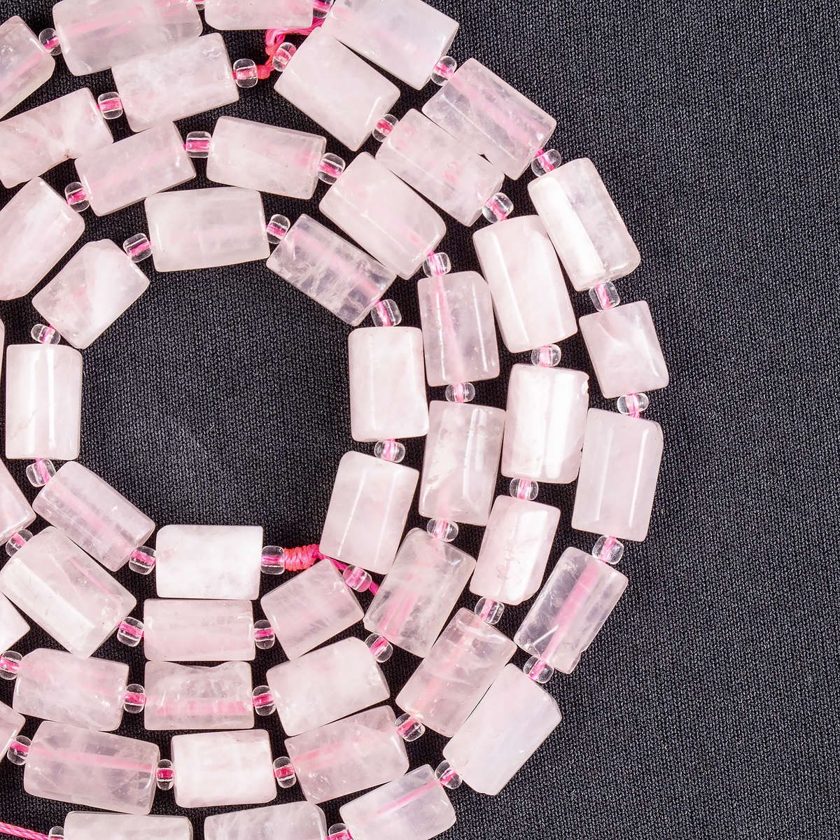 Rose Quartz Gemstone Pipe Bead, Crystal Healing Tube Beads.