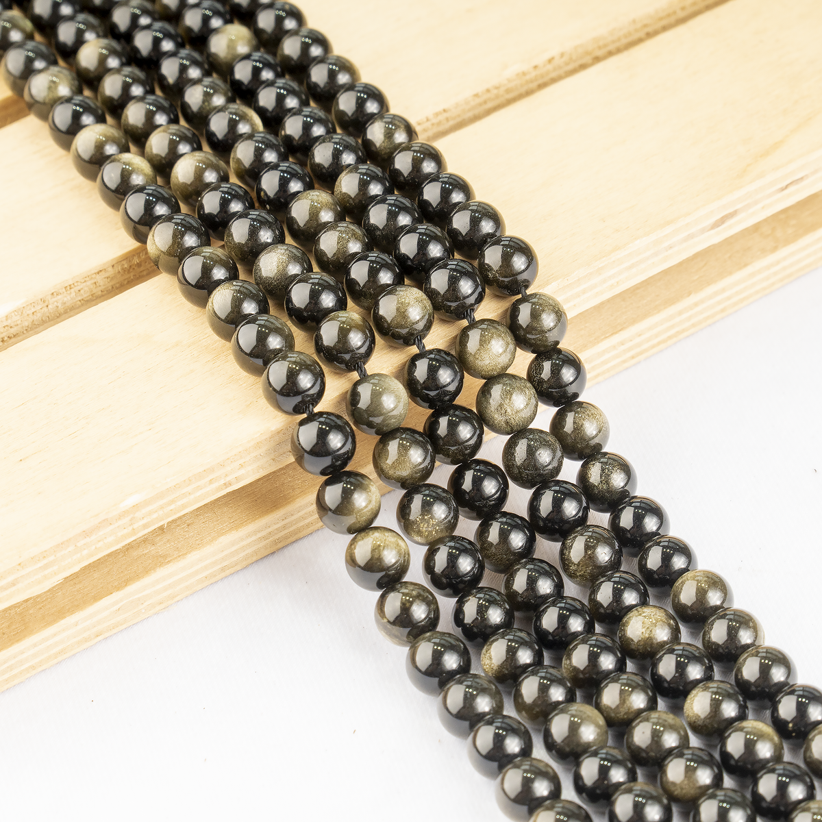 Golden Obsidian Beads, Natural Round Crystal Beads 4mm to 12mm