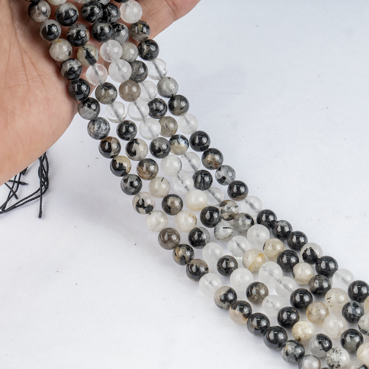 Black Rutile Beads, Natural Round Crystal Beads 6mm to 12mm
