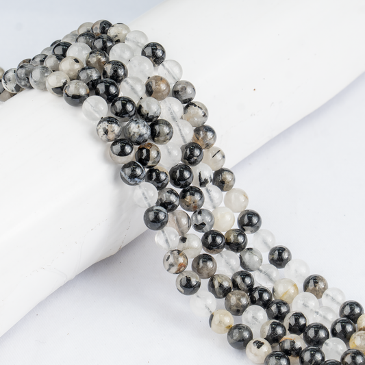 Black Rutile Beads, Natural Round Crystal Beads 6mm to 12mm