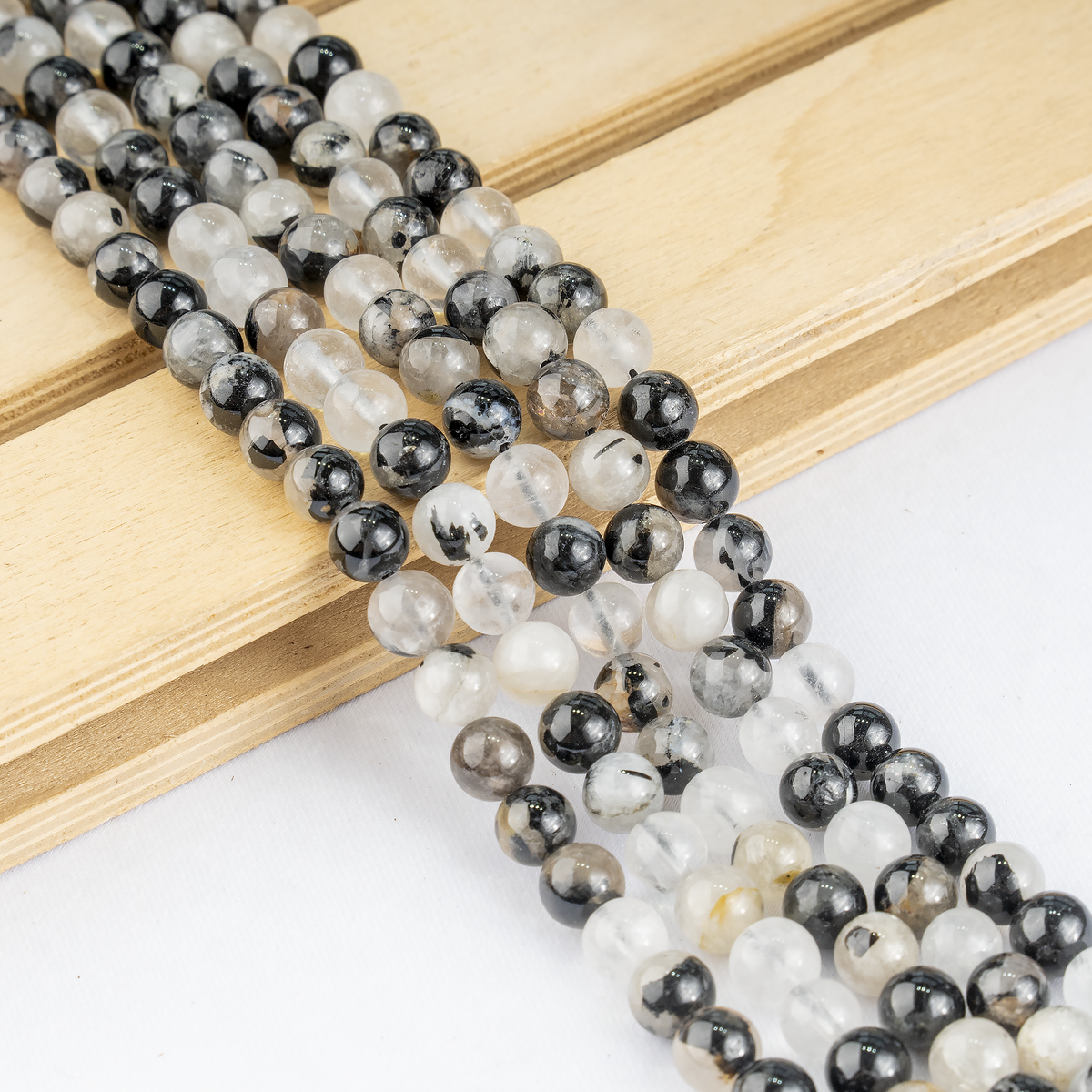 Black Rutile Beads, Natural Round Crystal Beads 6mm to 12mm