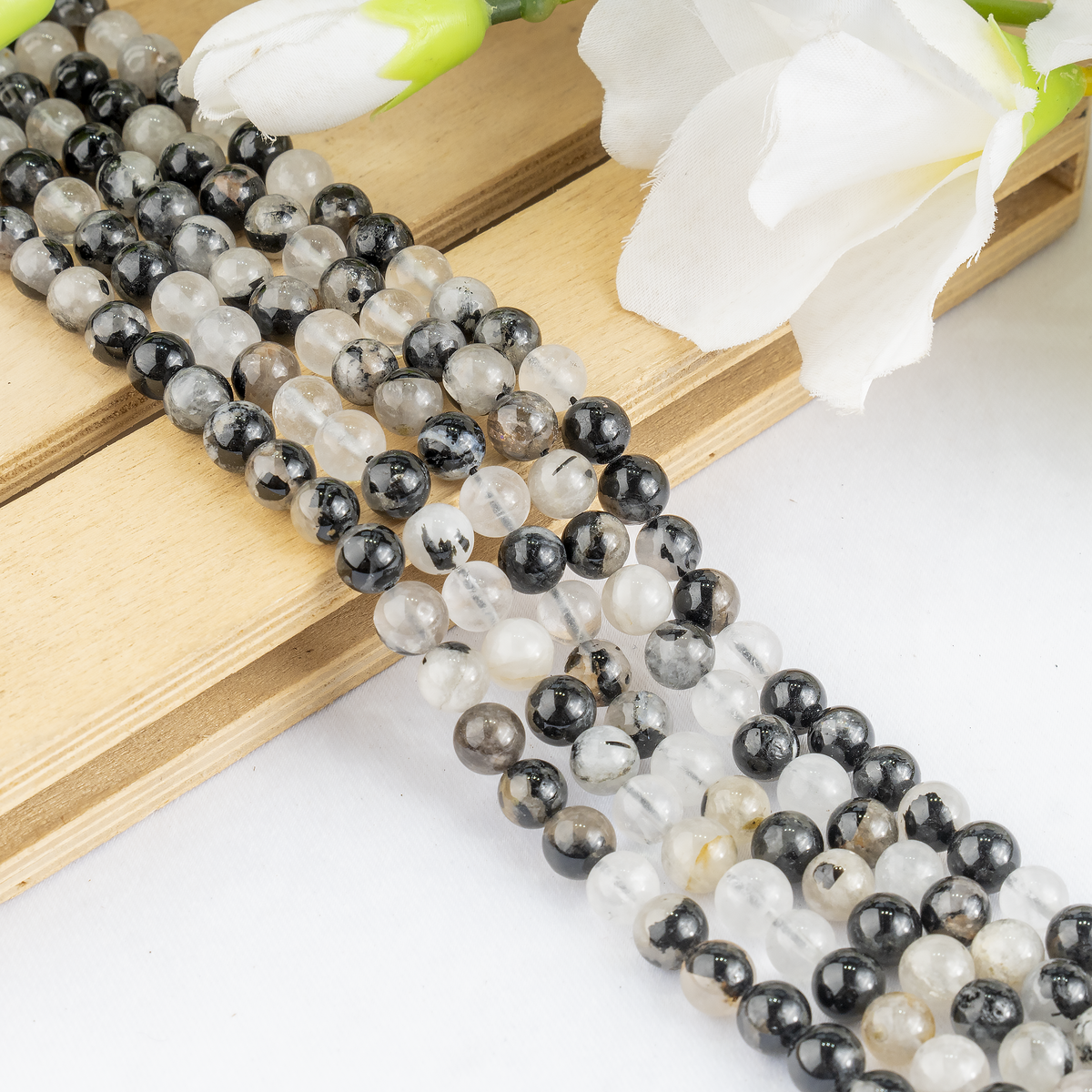 Black Rutile Beads, Natural Round Crystal Beads 6mm to 12mm