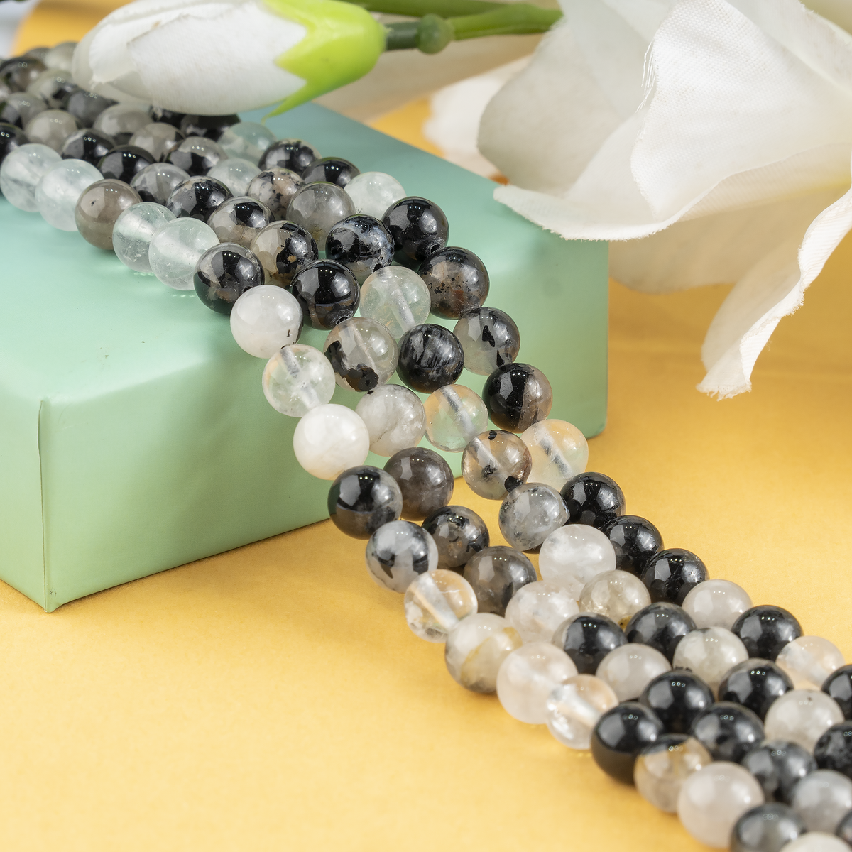 Black Rutile Beads, Natural Round Crystal Beads 6mm to 12mm